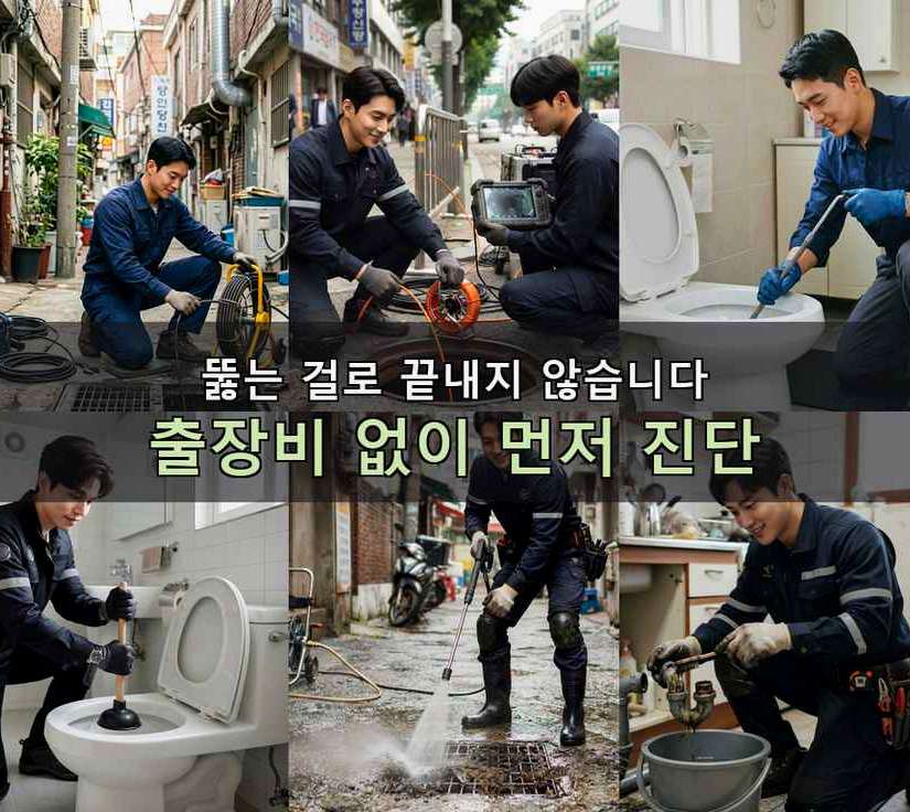 성남시분당구 동원동 배관청소 원인 진단 현장 작업 사진 - 배관해결사