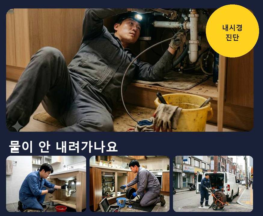성남시분당구 동원동 세면대막힘 긴급출동 현장 작업 사진 - 배관해결사