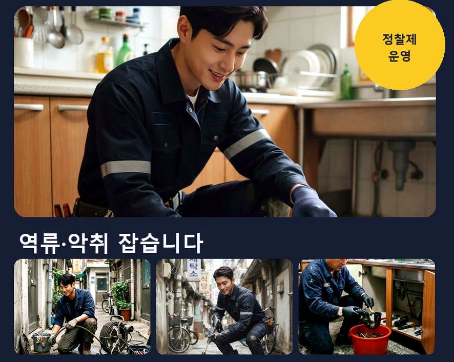 서울 용산구 동자동 배수구막힘 긴급출동 현장 작업 사진 - 배관해결사