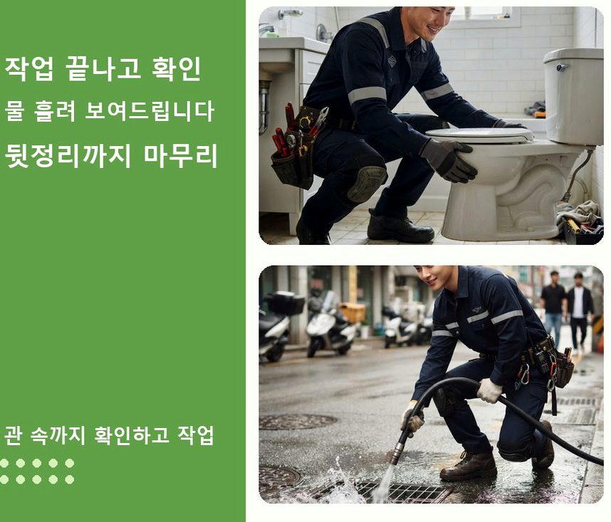 서울 용산구 동자동 변기막힘 원인 진단 현장 작업 사진 - 배관해결사