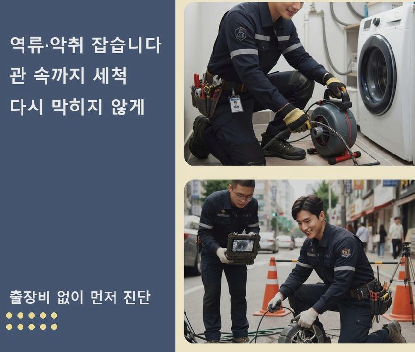 서울 용산구 보광동 변기막힘 고압세척·관통 작업 모습