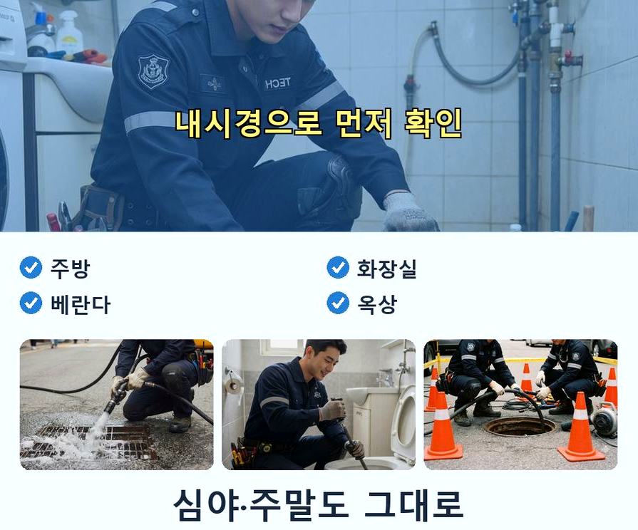 서울 송파구 마천동 배관청소 긴급출동 현장 작업 사진 - 배관해결사