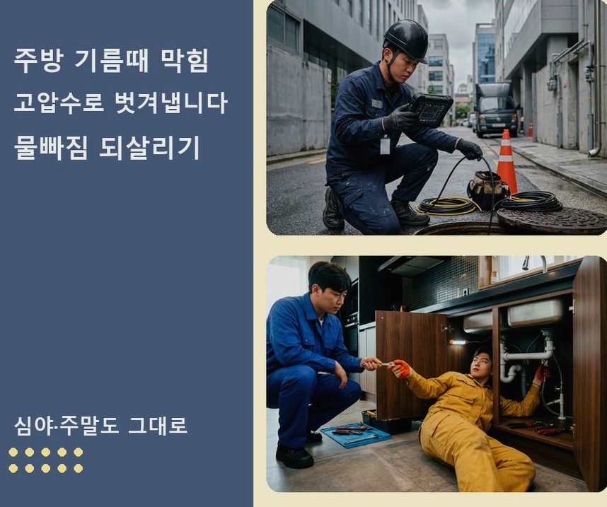 서울 송파구 문정동 하수구막힘 고압세척·관통 작업 모습