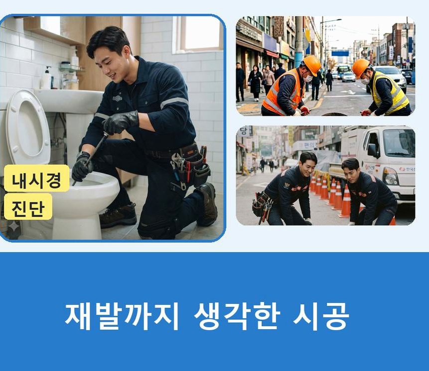 서울 송파구 삼전동 변기막힘 고압세척·관통 작업 모습