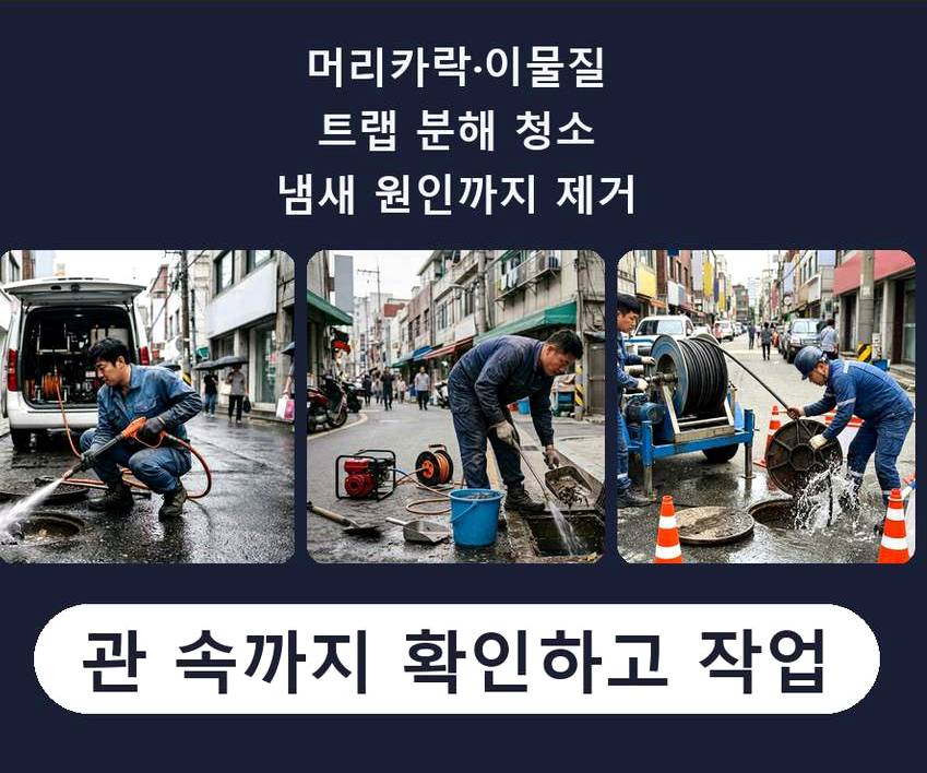 서울 중구 만리동 변기막힘 뚫음 현장 작업 사진 - 배관해결사