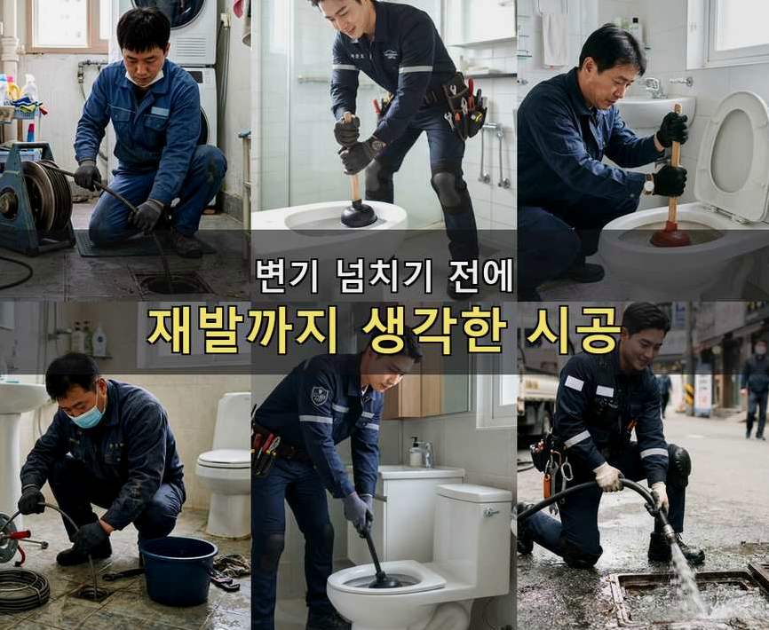 이천시 송정동 변기막힘 고압세척·관통 작업 모습