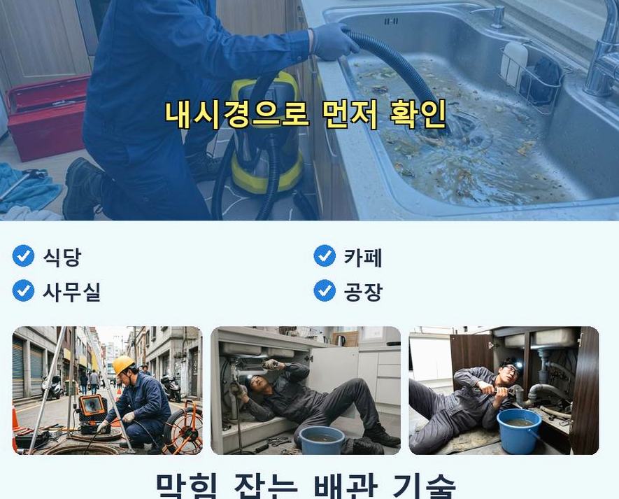안산시단원구 목내동 오수관막힘 출장비 무료 현장 작업 사진 - 배관해결사