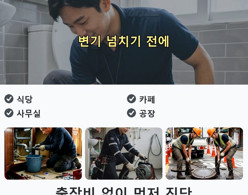 안산시단원구 목내동 하수구막힘 출장비 무료 현장 작업 사진 - 배관해결사