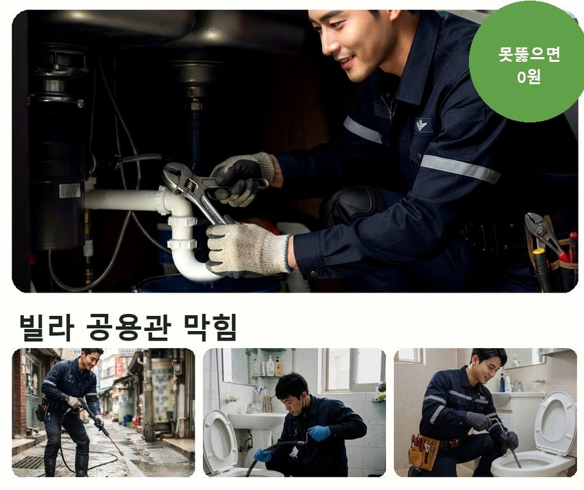 서울 중구 무학동 싱크대막힘 출장비 무료 현장 작업 사진 - 배관해결사