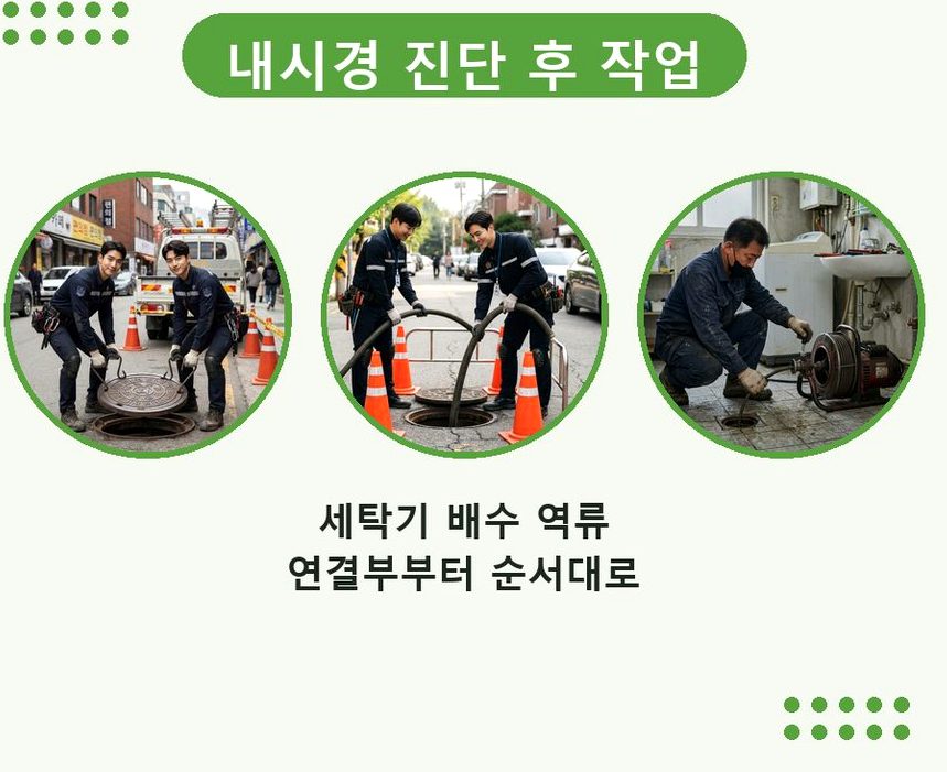 서울 용산구 산천동 싱크대막힘 고압세척·관통 작업 모습