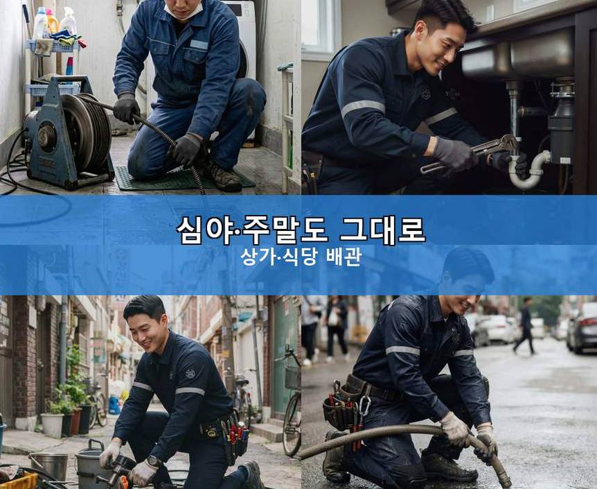 서울 송파구 문정동 싱크대막힘 고압세척·관통 작업 모습