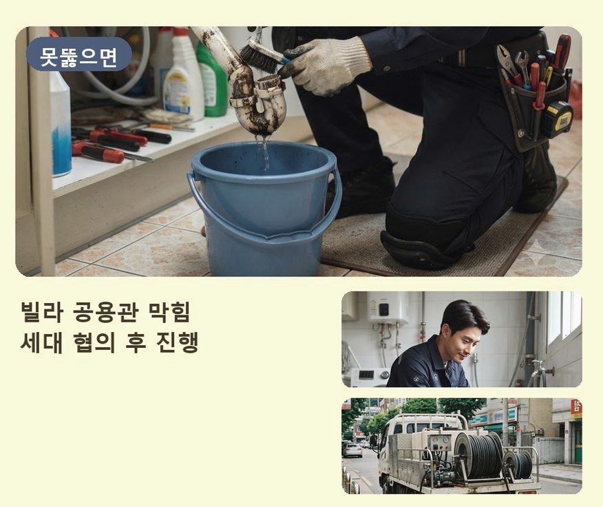 서울 강북구 미아동 싱크대막힘 고압세척·관통 작업 모습