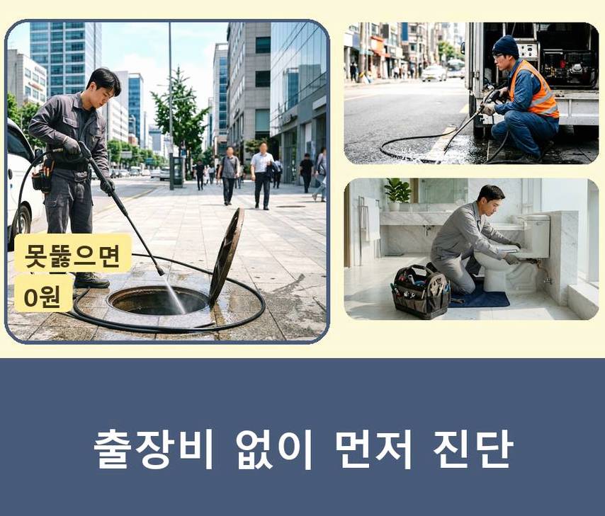 서울 서초구 방배동 하수구막힘 고압세척·관통 작업 모습