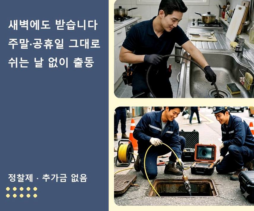 서울 서초구 방배동 세탁기 배수구막힘 원인 진단 현장 작업 사진 - 배관해결사