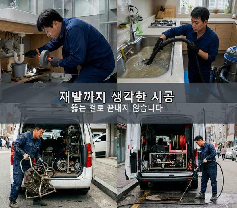 서울 서초구 방배본동 정화조막힘 뚫음 현장 작업 사진 - 배관해결사