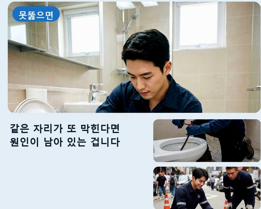 서울 서초구 방배본동 화장실 하수구막힘 출장비 무료 현장 작업 사진 - 배관해결사