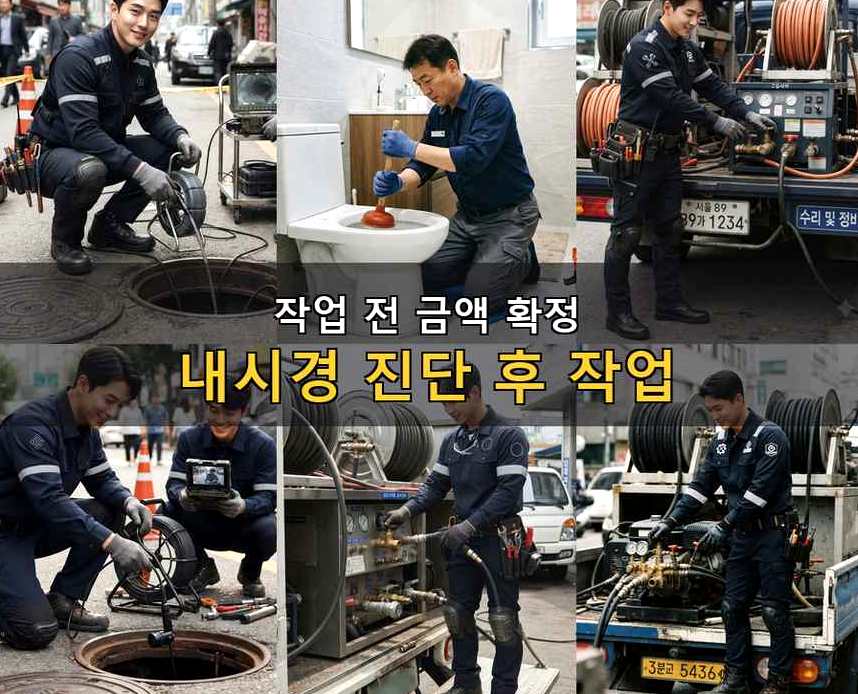 서울 중구 방산동 하수구막힘 전문 업체 현장 작업 사진 - 배관해결사