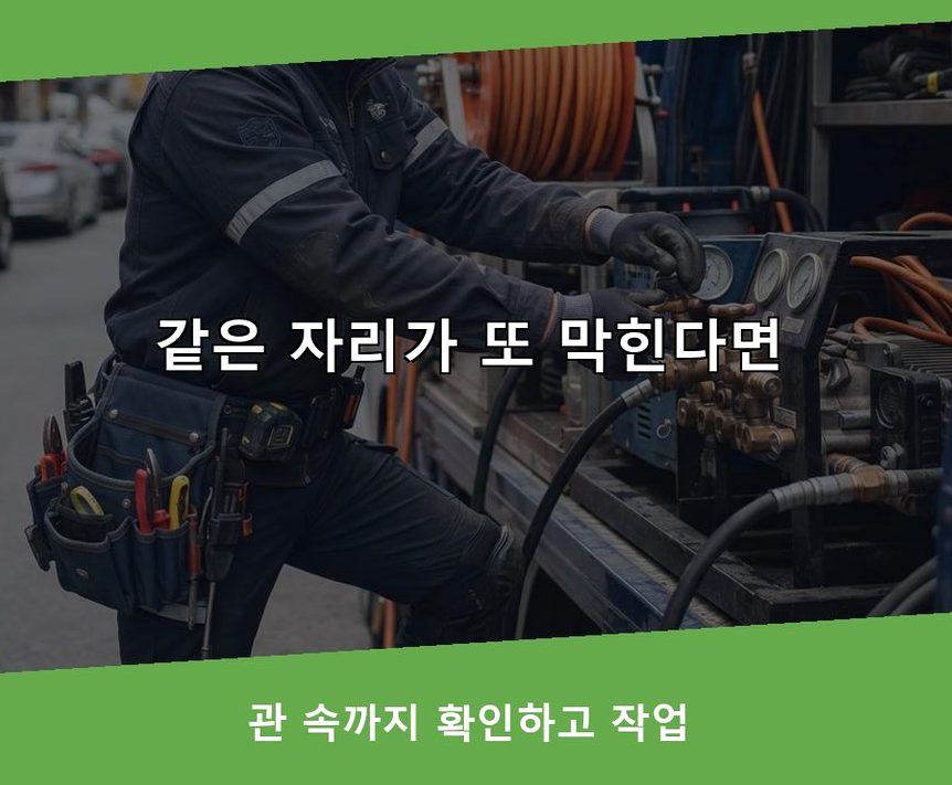 옹진군 백령면가을리 배관청소 뚫음 현장 작업 사진 - 배관해결사
