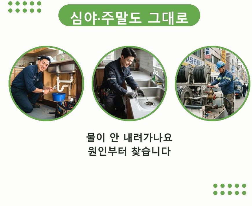 옹진군 덕적면굴업리 하수구막힘 고압세척·관통 작업 모습