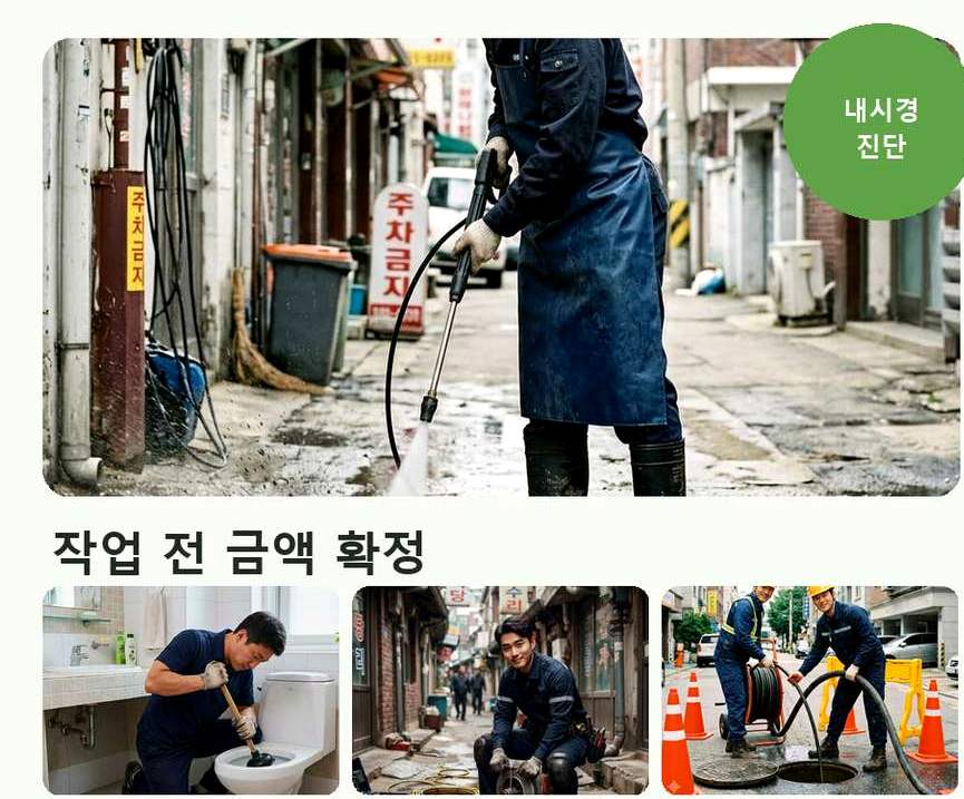 옹진군 백령면가을리 주방 하수구막힘 24시 출동 현장 작업 사진 - 배관해결사