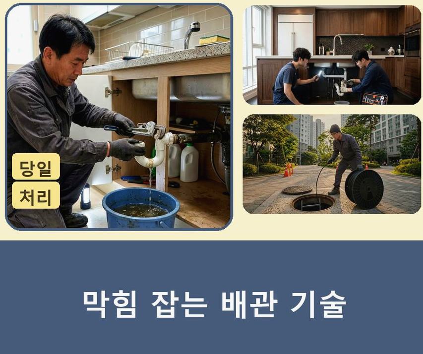 옹진군 백령면가을리 하수구 냄새 뚫음 현장 작업 사진 - 배관해결사