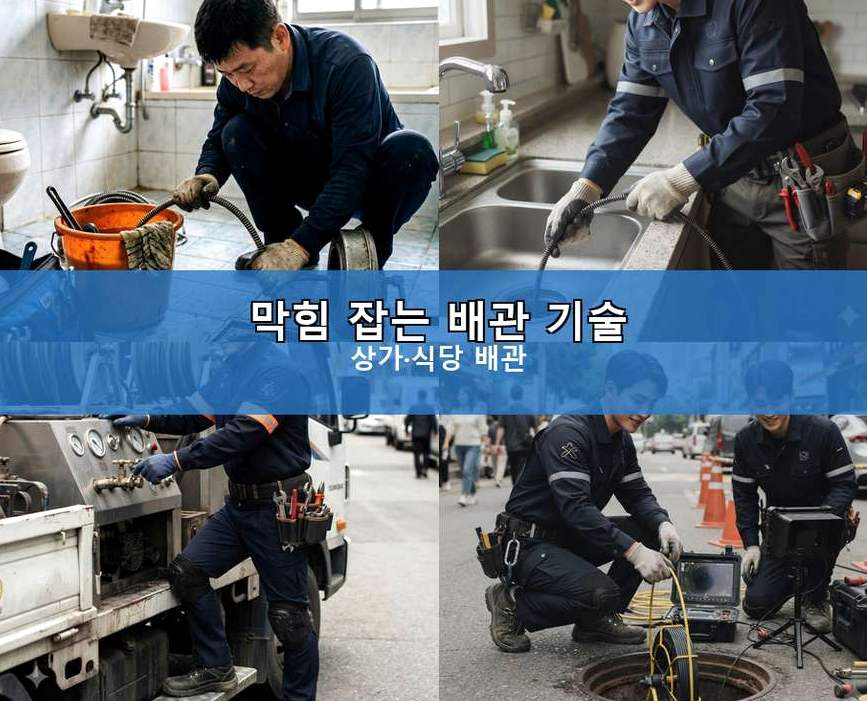 옹진군 백령면가을리 하수구 역류 출장비 무료 현장 작업 사진 - 배관해결사