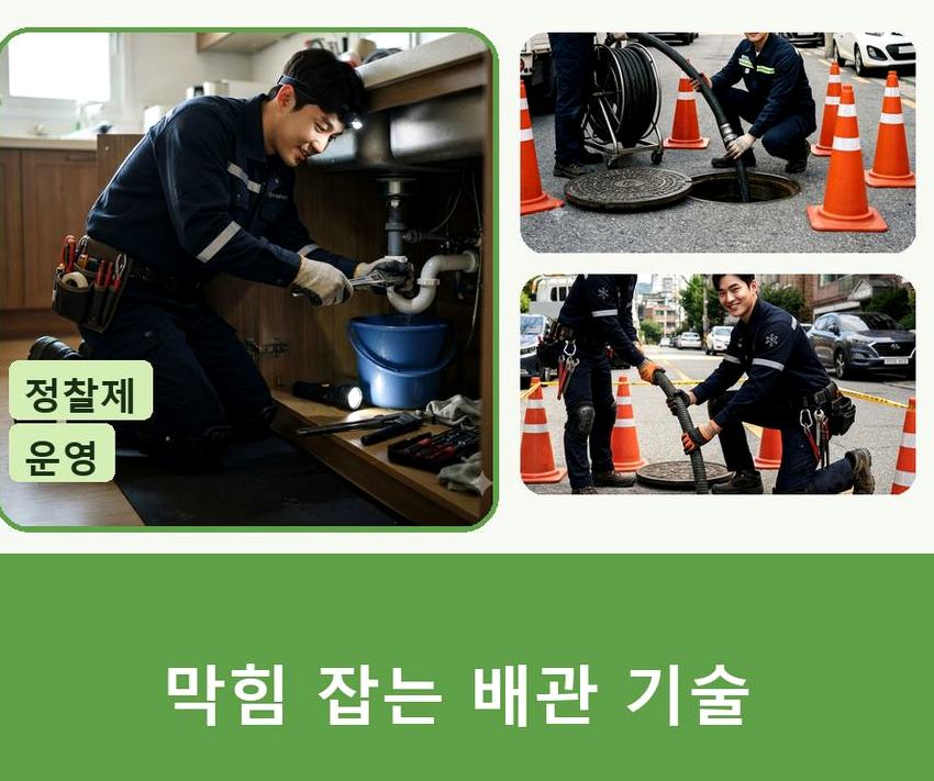 서울 강북구 번동 고압세척 야간 출동 현장 작업 사진 - 배관해결사