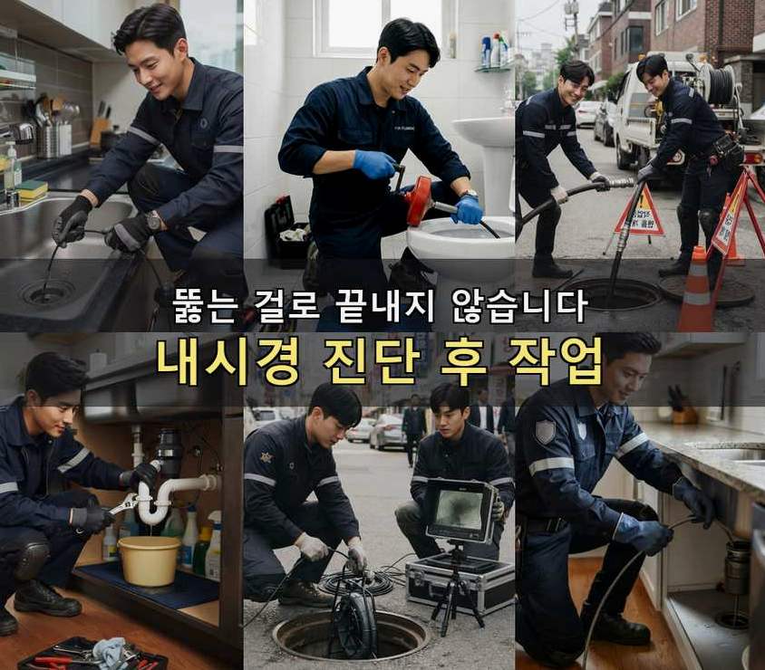 안양시동안구 범계동 오수관막힘 출장비 무료 현장 작업 사진 - 배관해결사
