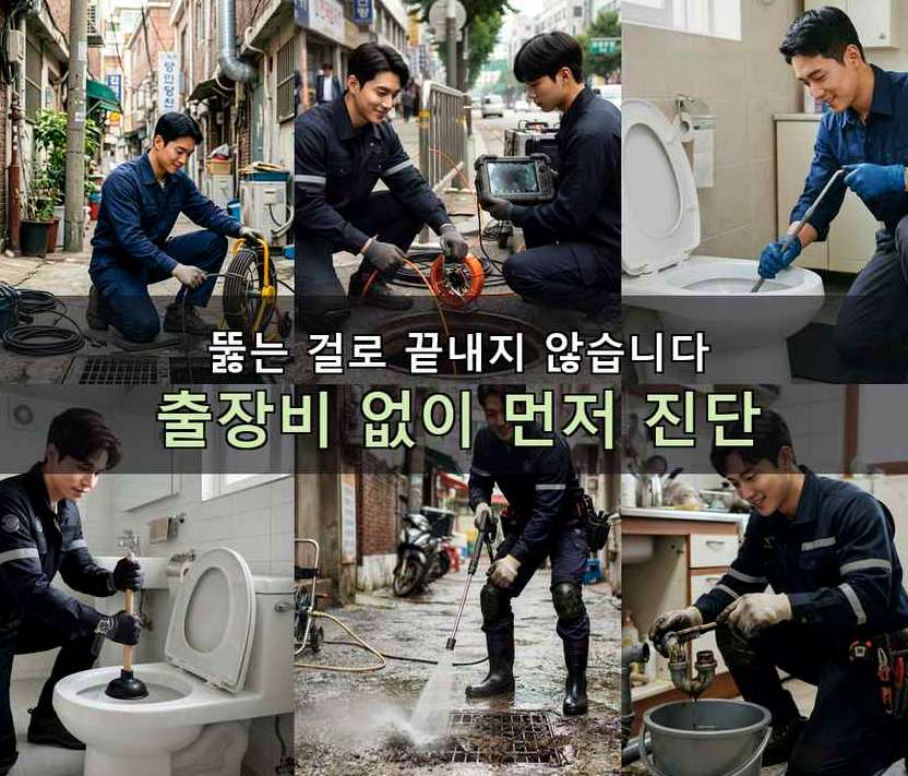 안양시동안구 범계동 욕실 배수구막힘 24시 출동 현장 작업 사진 - 배관해결사
