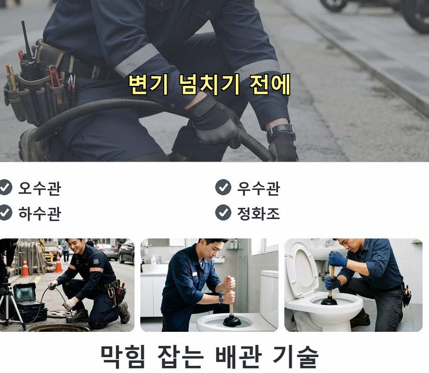 안양시동안구 범계동 정화조막힘 뚫음 현장 작업 사진 - 배관해결사