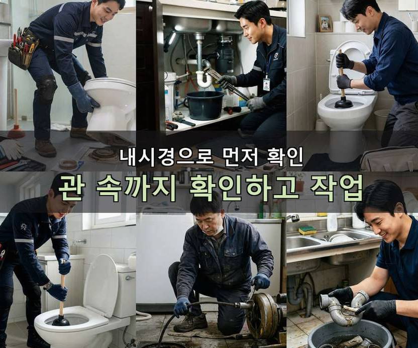 부천시소사구 송내동 배관청소 비용 현장 작업 사진 - 배관해결사