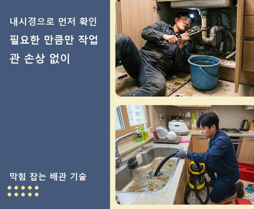 부천시소사구 송내동 하수구 냄새 비용 현장 작업 사진 - 배관해결사