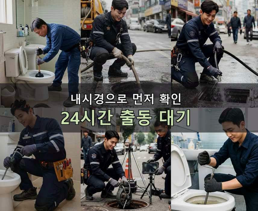 부천시소사구 괴안동 배수구막힘 고압세척·관통 작업 모습