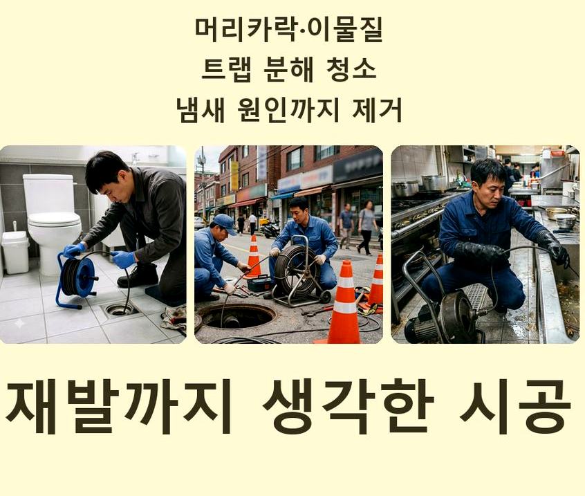 옹진군 북도면모도리 배관청소 비용 현장 작업 사진 - 배관해결사