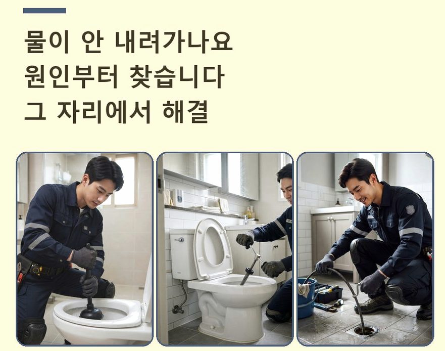 옹진군 북도면모도리 배수구막힘 비용 현장 작업 사진 - 배관해결사