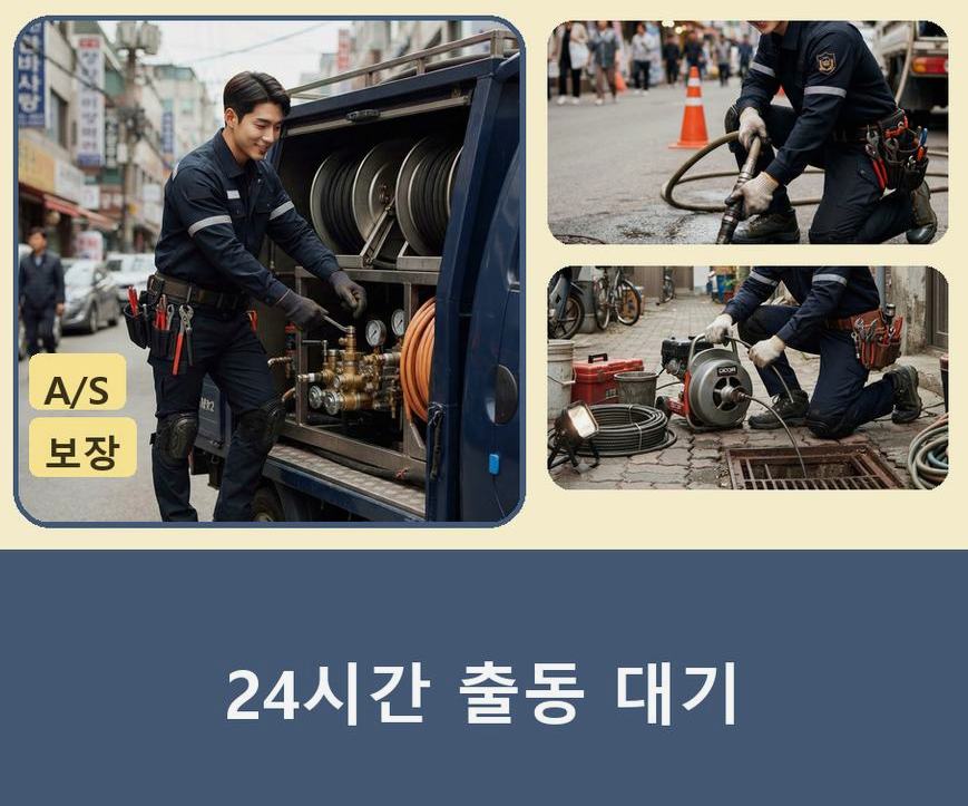 서울 은평구 증산동 싱크대막힘 고압세척·관통 작업 모습