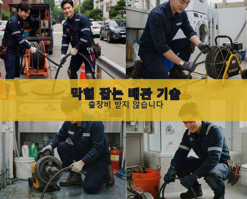안양시동안구 비산동 배수구막힘 뚫음 현장 작업 사진 - 배관해결사