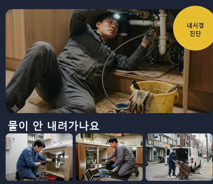 평택시 비전동 싱크대막힘 업체 현장 작업 사진 - 배관해결사