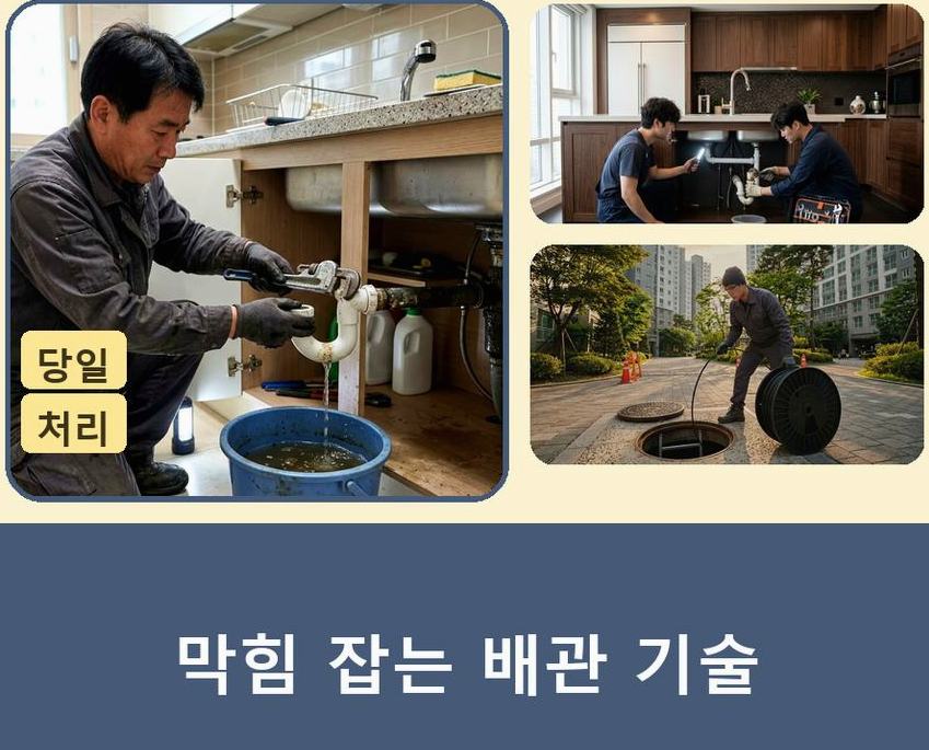 구리시 사노동 세면대막힘 당일 처리 현장 작업 사진 - 배관해결사