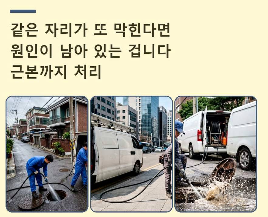 구리시 토평동 싱크대막힘 고압세척·관통 작업 모습