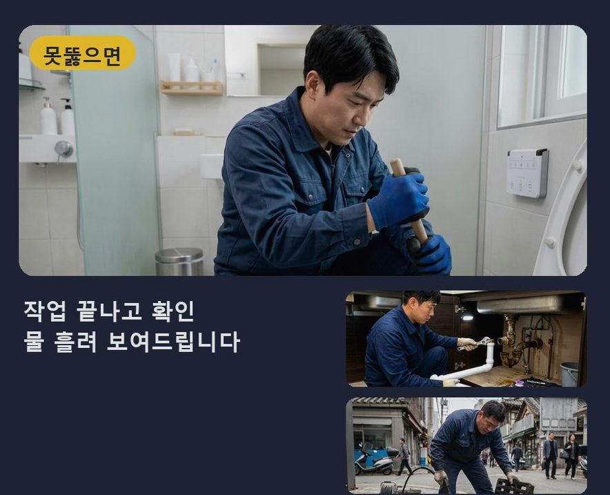 군포시 산본동 싱크대막힘 업체 현장 작업 사진 - 배관해결사