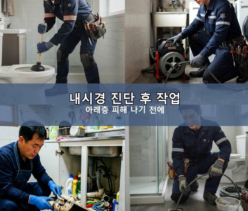 시흥시 산현동 배수구막힘 긴급출동 현장 작업 사진 - 배관해결사