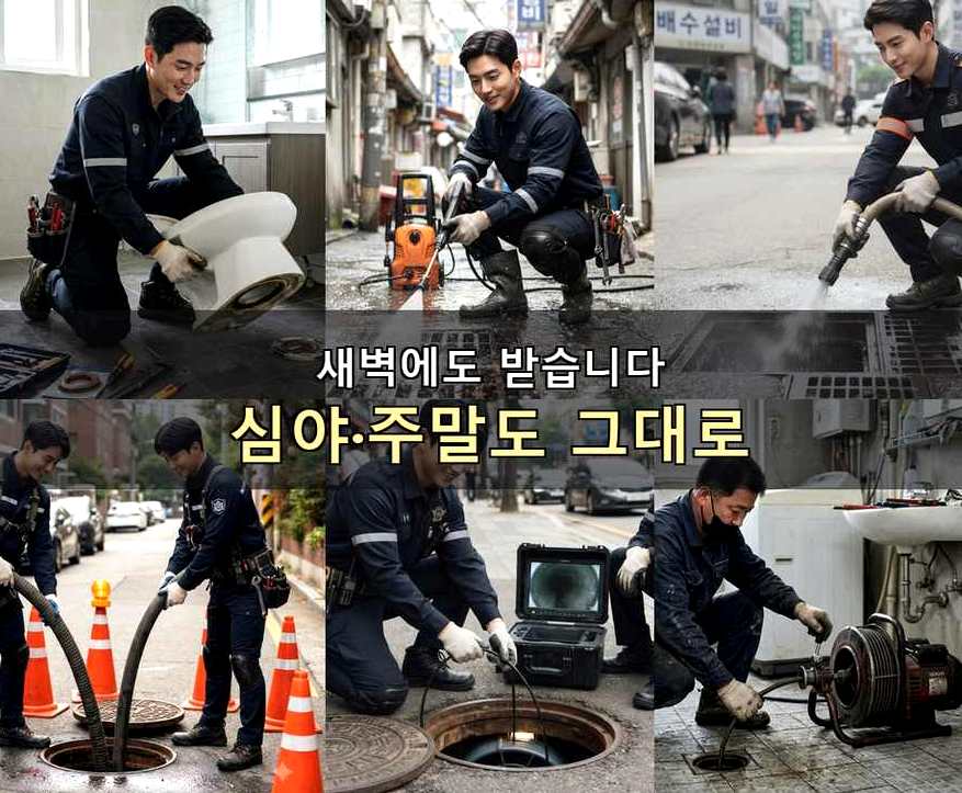용인시처인구 운학동 변기막힘 고압세척·관통 작업 모습
