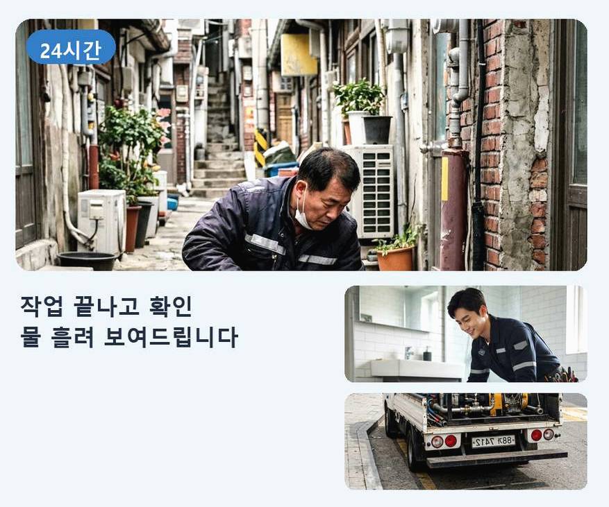 서울 중구 삼각동 하수구막힘 24시 출동 현장 작업 사진 - 배관해결사