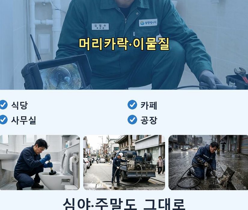서울 강북구 삼각산동 배관청소 원인 진단 현장 작업 사진 - 배관해결사