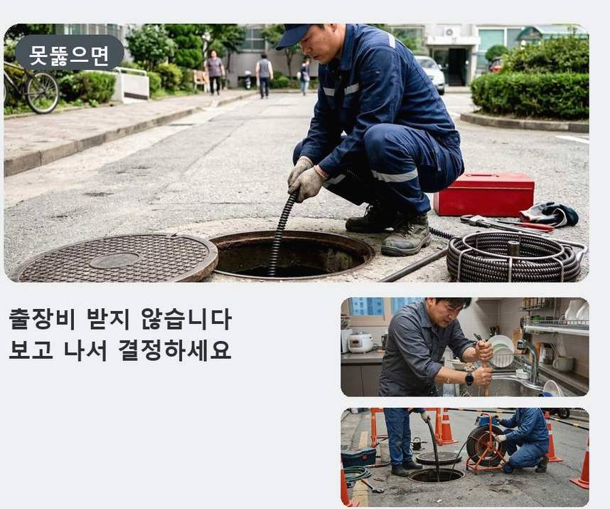 서울 강북구 삼각산동 오수관막힘 업체 현장 작업 사진 - 배관해결사