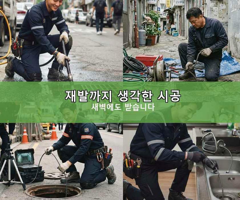 서울 강북구 삼양동 싱크대막힘 고압세척·관통 작업 모습