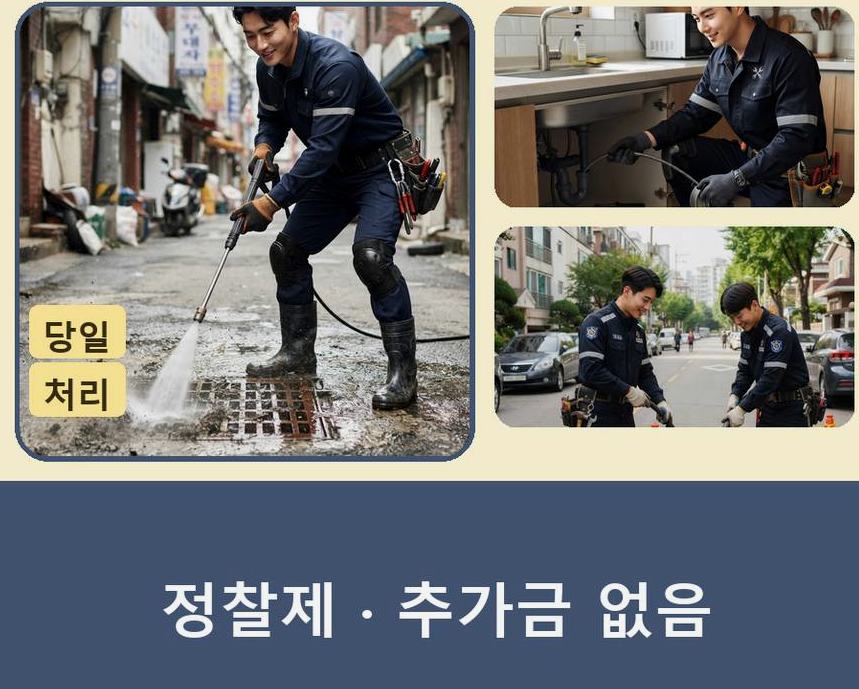 서울 강북구 삼양동 베란다 배수구막힘 뚫음 현장 작업 사진 - 배관해결사