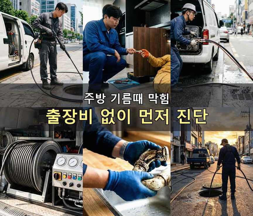 서울 강북구 송천동 오수관막힘 고압세척·관통 작업 모습