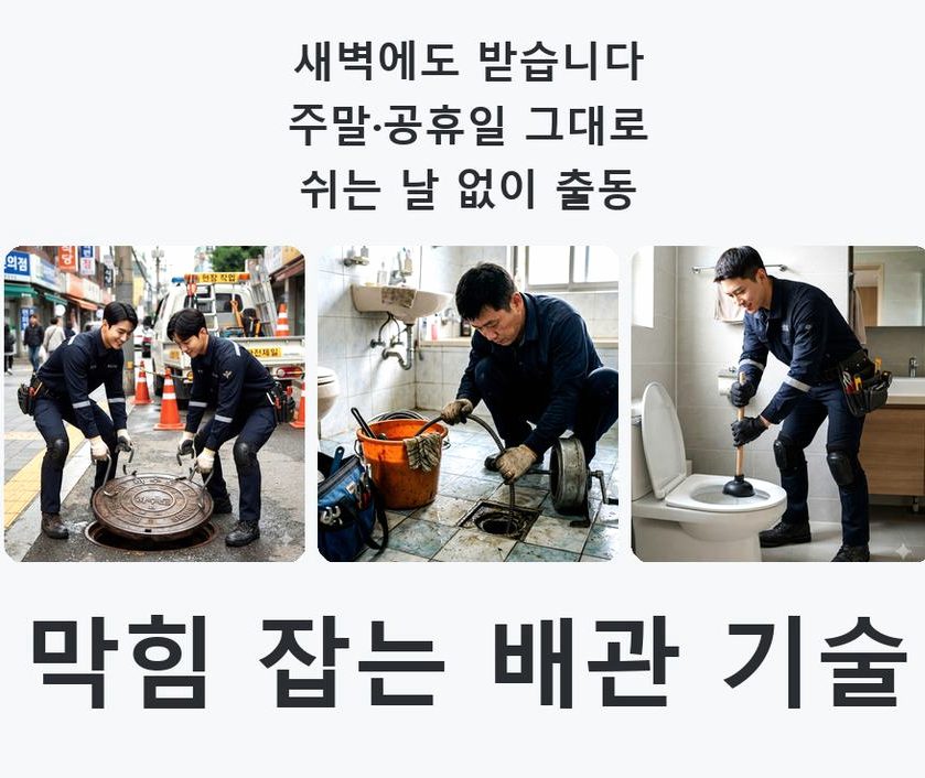 서울 강북구 삼양동 주방 하수구막힘 24시 출동 현장 작업 사진 - 배관해결사